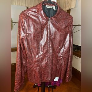 Chico’s pleather red snake skin jacket. Size 1